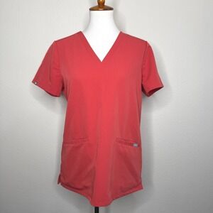 FIGS TECHNICAL COLLECTION Womens Casma Scrub Top SMALL Clay (1707) Nurse Medical